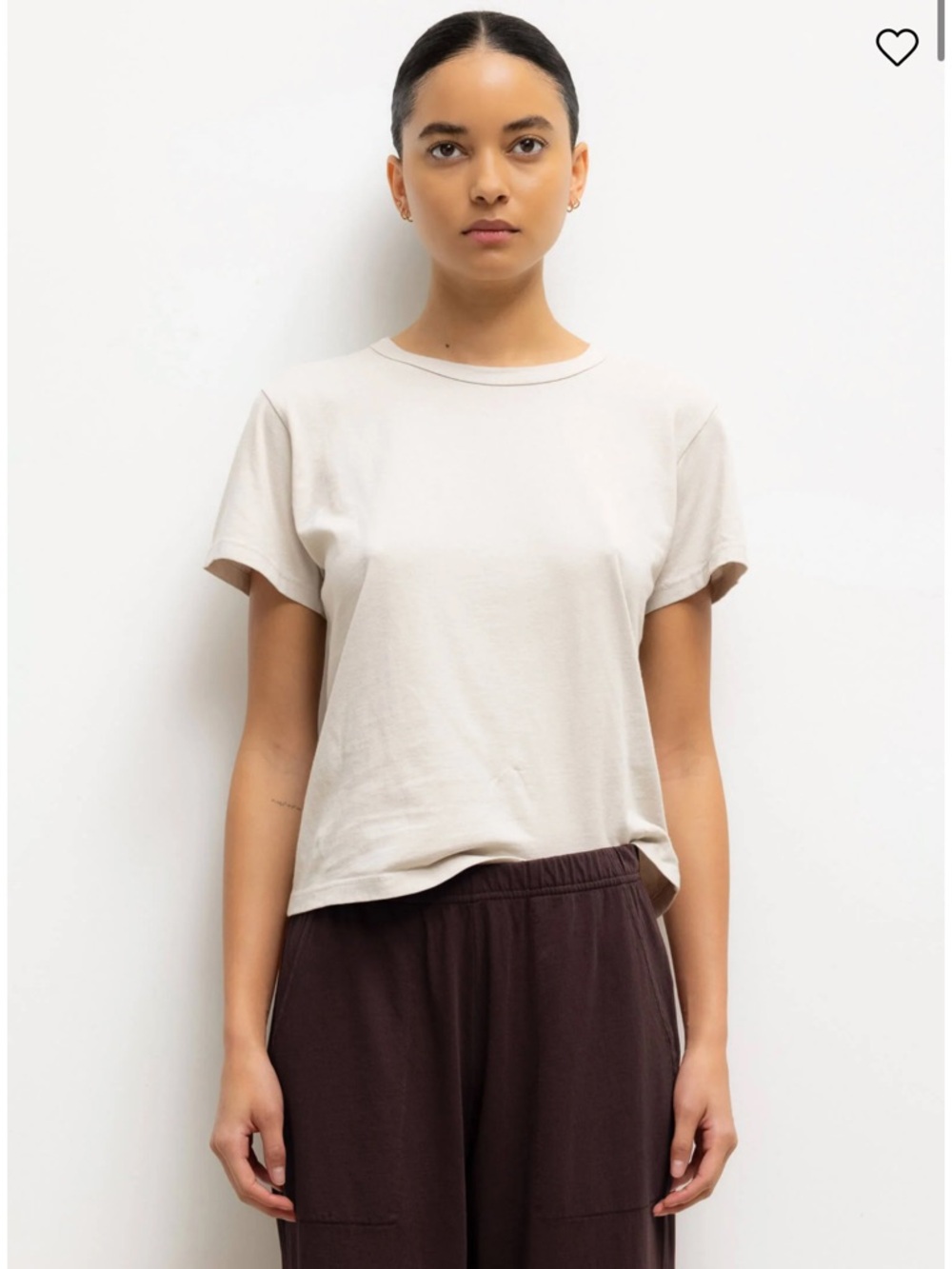 LESET Short Sleeve Crewneck Tee in Light Beige